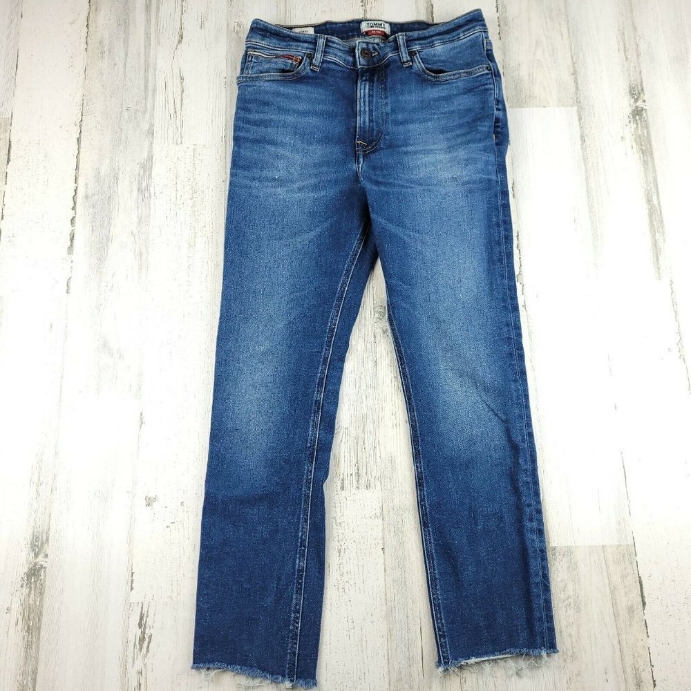 Tommy Hilfiger Simon Skinny Jeans Men’s 30x32 Blue Frayed Hem Denim Actual 28x25